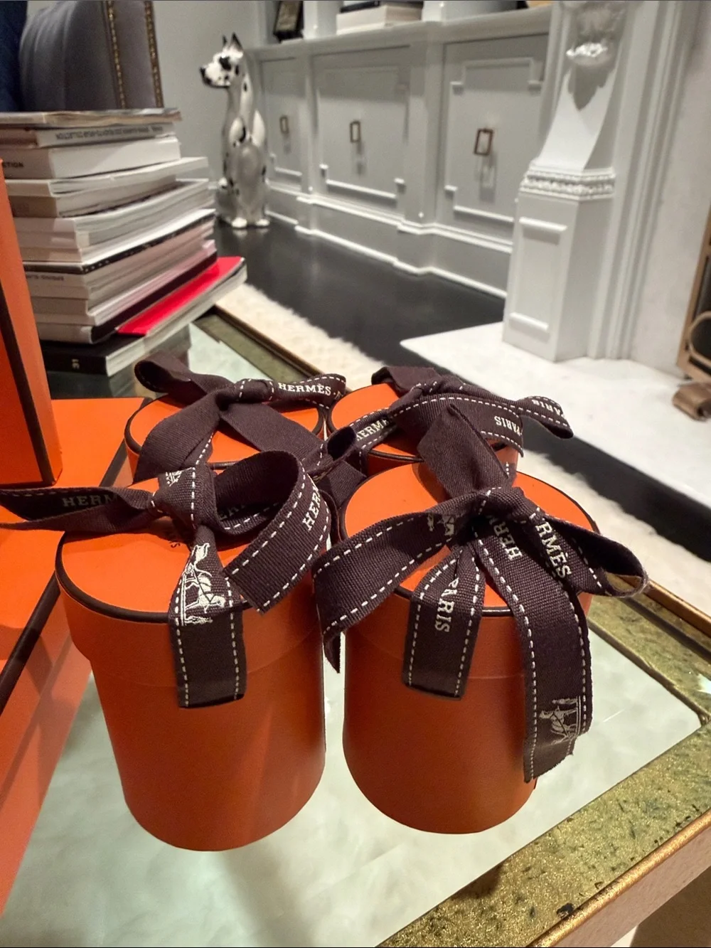 Hermes Authentic Gift Boxes with Brown Ribbon and dust bags